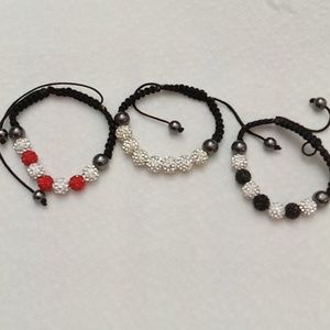 3 bracelets with rhinestones